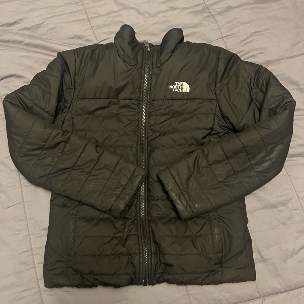 The North Face Black Quilted Puffer Jacket with Stand-Up Collar